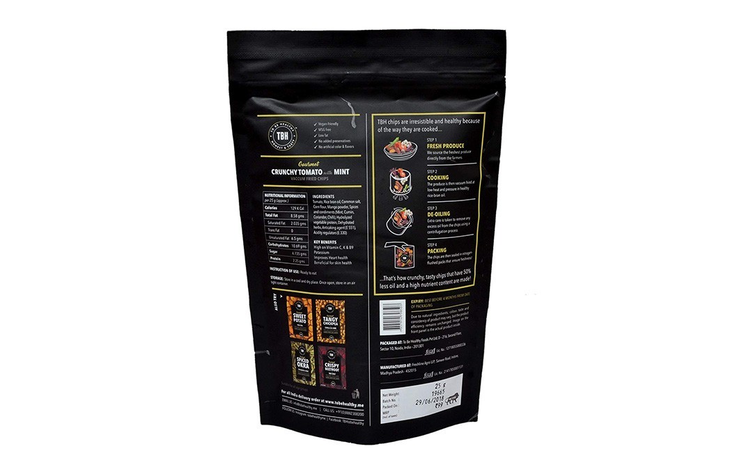 To Be Healthy Crunchy Tomato Vaccum Fried Chips With Mint   Pack  25 grams